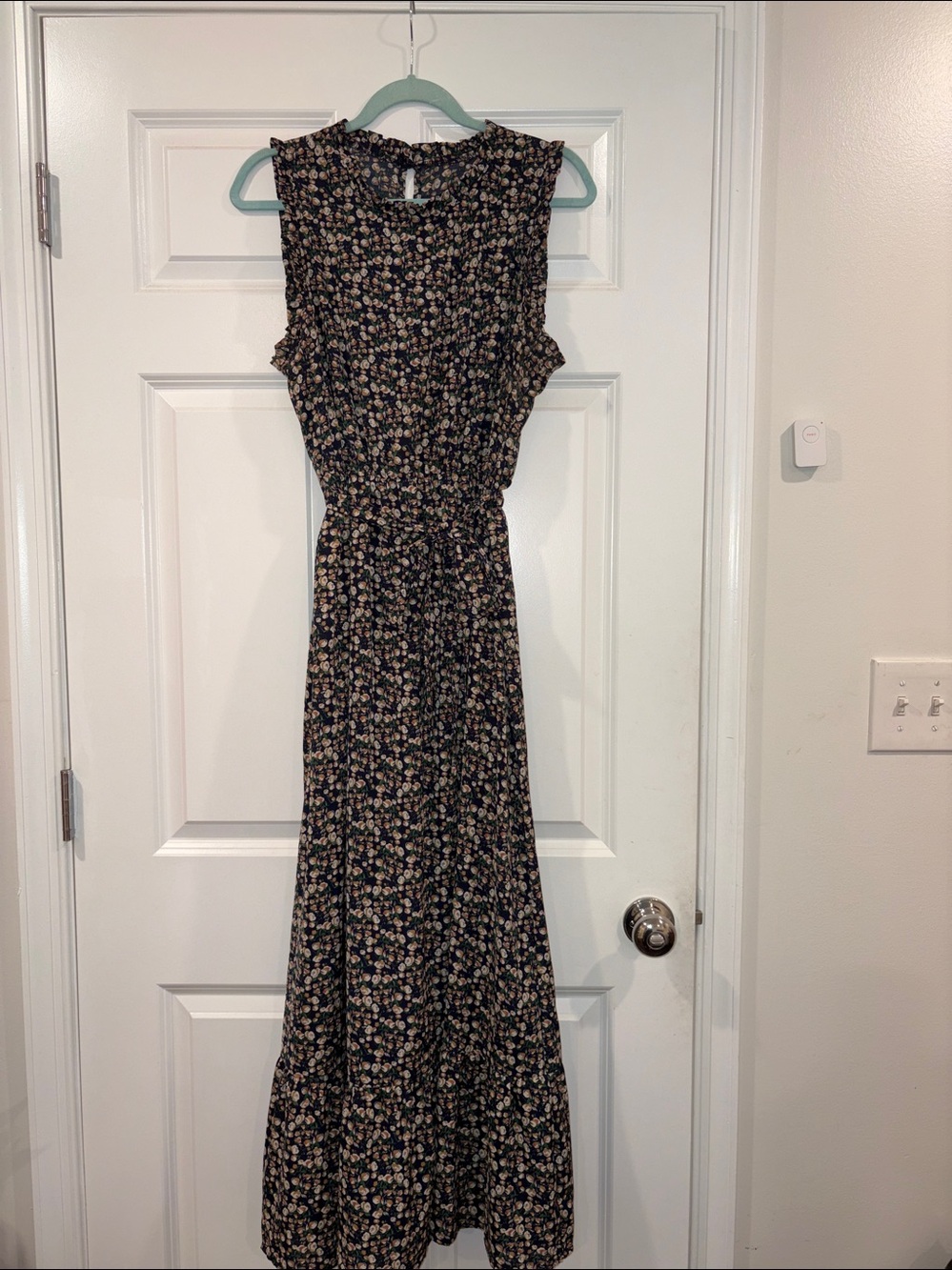 Black Floral Maxi Dress with Ruffle Hem